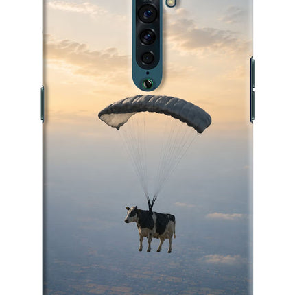 Skydiving Cow Oppo Reno2 Hard Case Back Cover by Casekaro