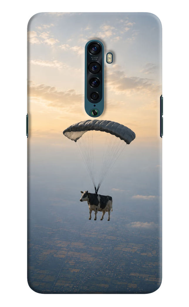 Skydiving Cow Oppo Reno2 Hard Case Back Cover by Casekaro