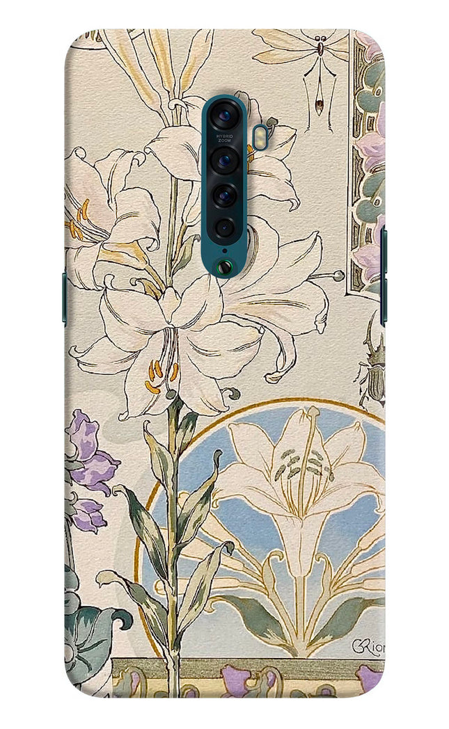 White Lily Oppo Reno2 Hard Case Back Cover by Casekaro