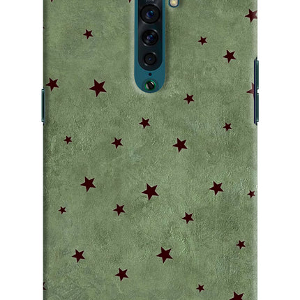 Green Stars Oppo Reno2 Hard Case Back Cover by Casekaro