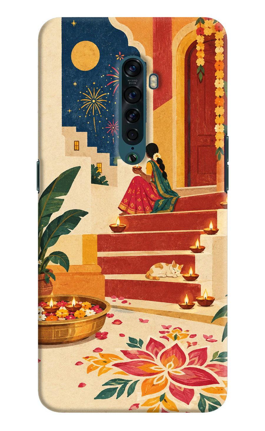 Diwali Rangoli Oppo Reno2 Back Cover, Hard case
