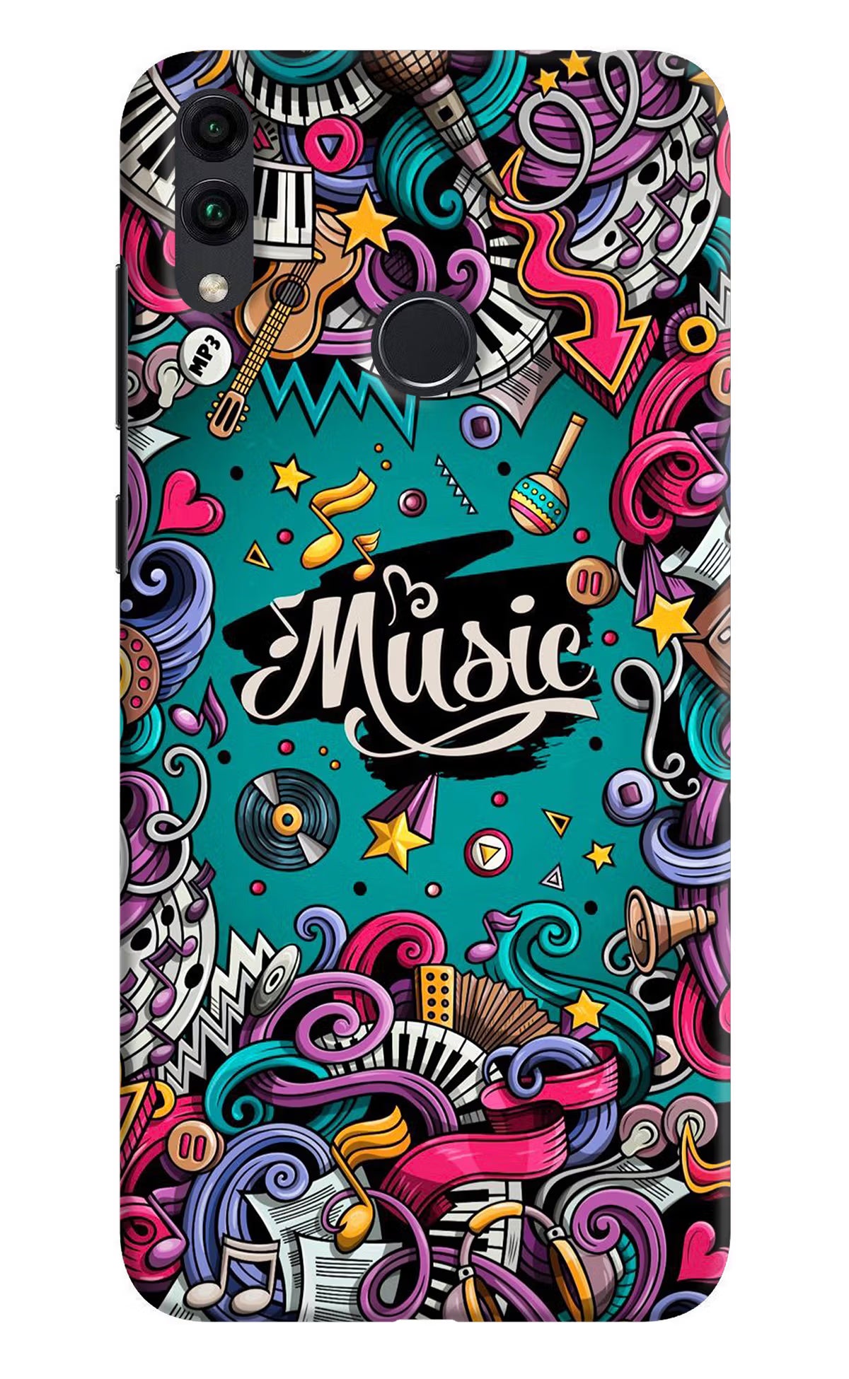 Music Graffiti Honor 8C Hard Case Back Cover by Casekaro
