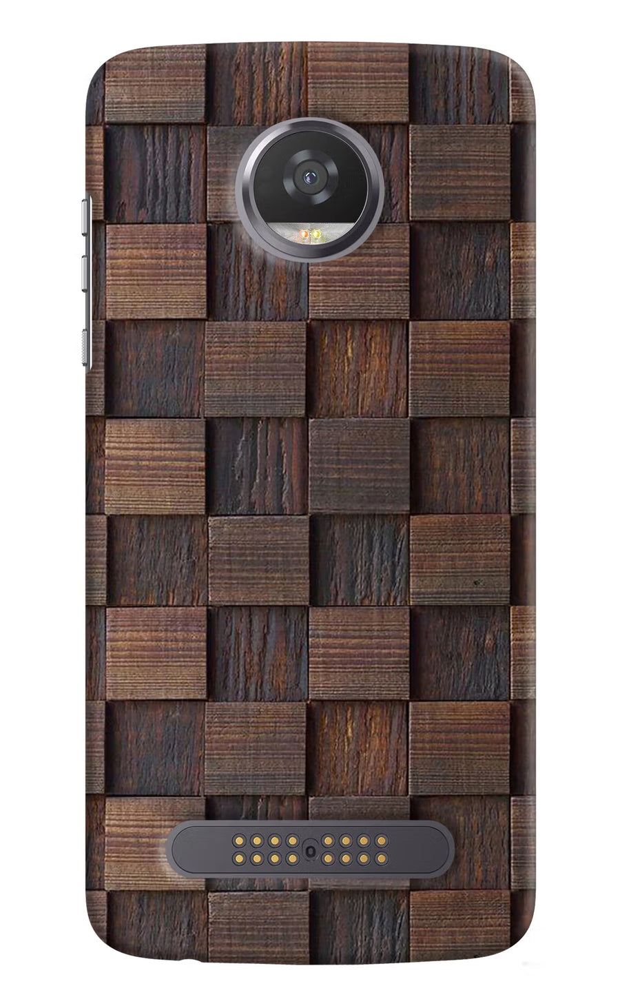 Wooden Cube Design Moto Z2 Play Back Cover, Hard case