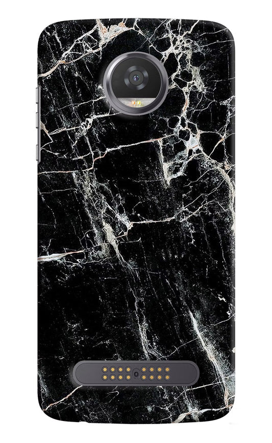 Black Marble Texture Moto Z2 Play Hard Case Back Cover by Casekaro
