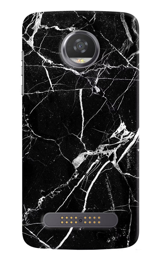 Black Marble Pattern Moto Z2 Play Hard Case Back Cover by Casekaro
