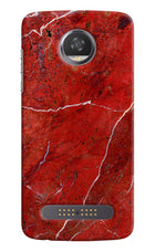 Red Marble Design Moto Z2 Play Hard Case Back Cover by Casekaro