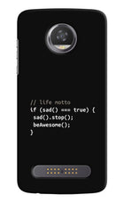 Life Motto Code Moto Z2 Play Hard Case Back Cover by Casekaro