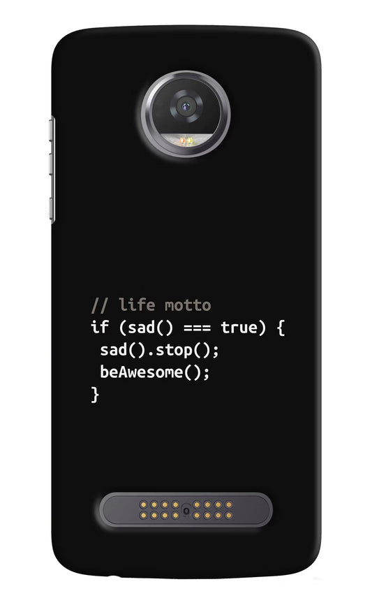Life Motto Code Moto Z2 Play Hard Case Back Cover by Casekaro