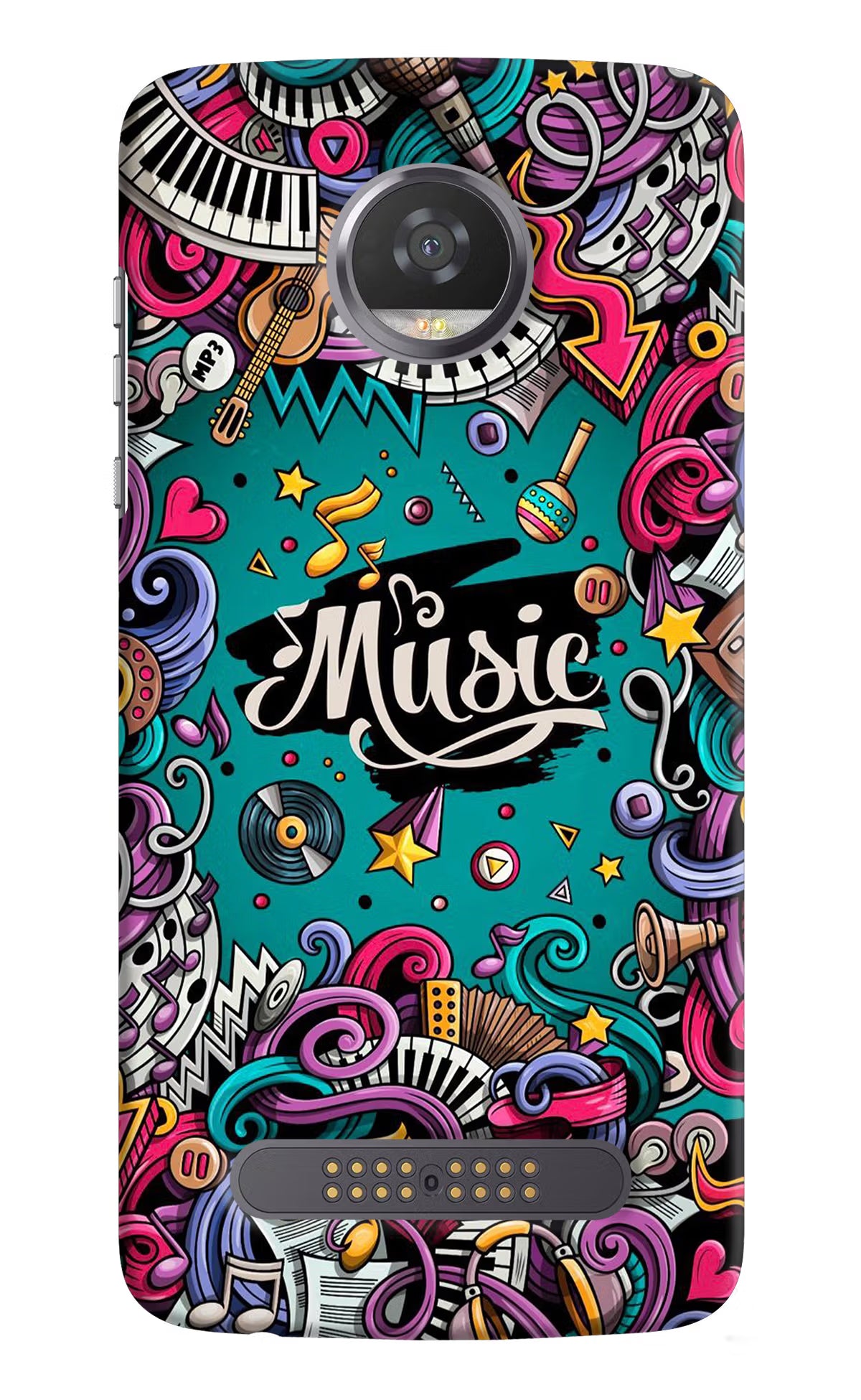 Music Graffiti Moto Z2 Play Hard Case Back Cover by Casekaro