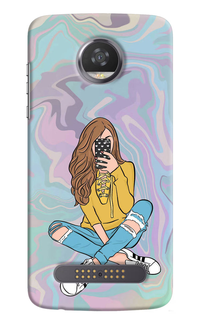 Selfie Girl Moto Z2 Play Hard Case Back Cover by Casekaro