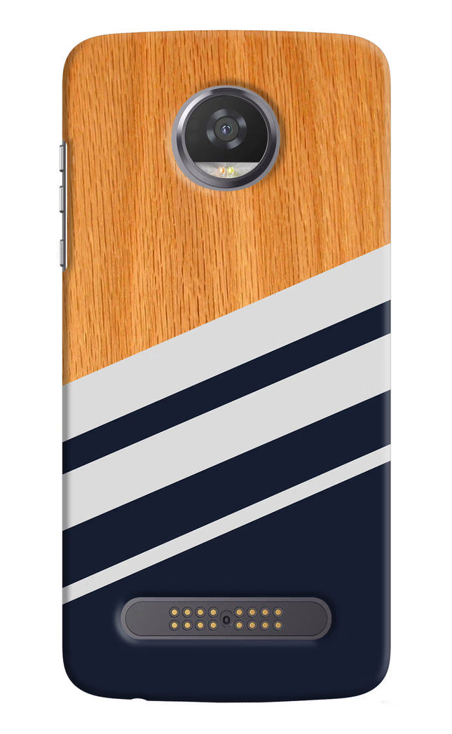 Blue and white wooden Moto Z2 Play Hard Case Back Cover by Casekaro