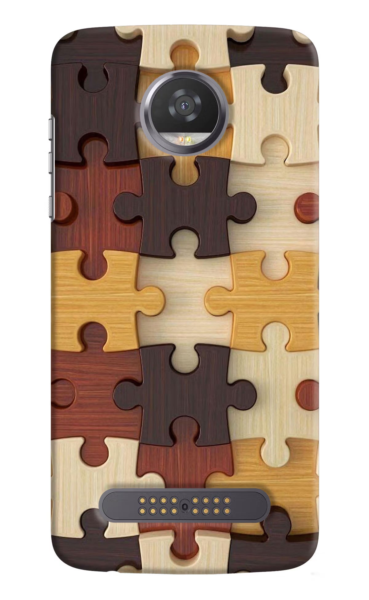 Wooden Puzzle Moto Z2 Play Hard Case Back Cover by Casekaro