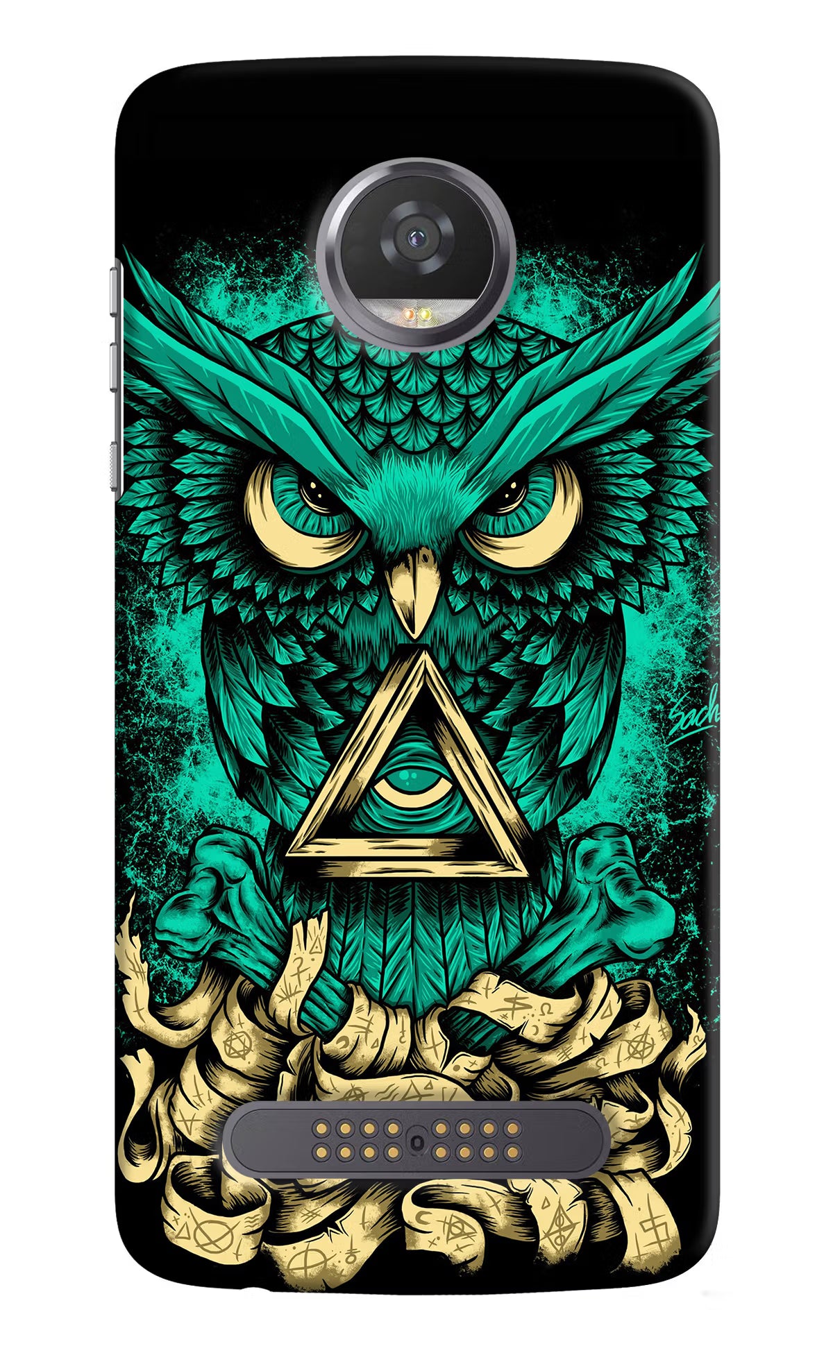 Green Owl Moto Z2 Play Hard Case Back Cover by Casekaro