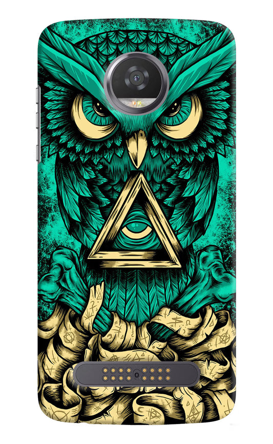 Green Owl Moto Z2 Play Hard Case Back Cover by Casekaro