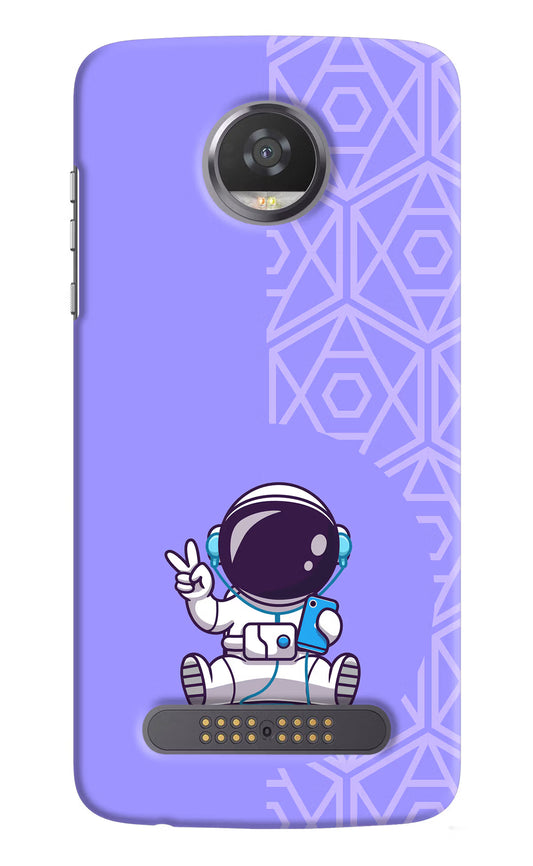 Cute Astronaut Chilling Moto Z2 Play Hard Case Back Cover by Casekaro
