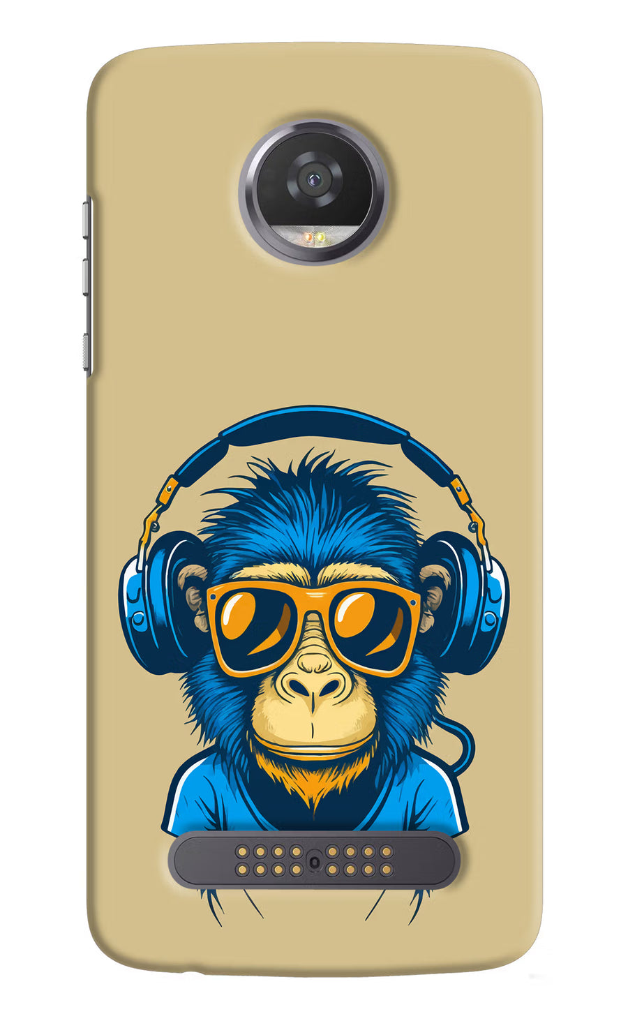 Monkey Headphone Moto Z2 Play Back Cover, Hard case