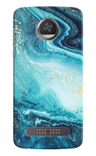 Blue Glitter Marble Moto Z2 Play Hard Case Back Cover by Casekaro