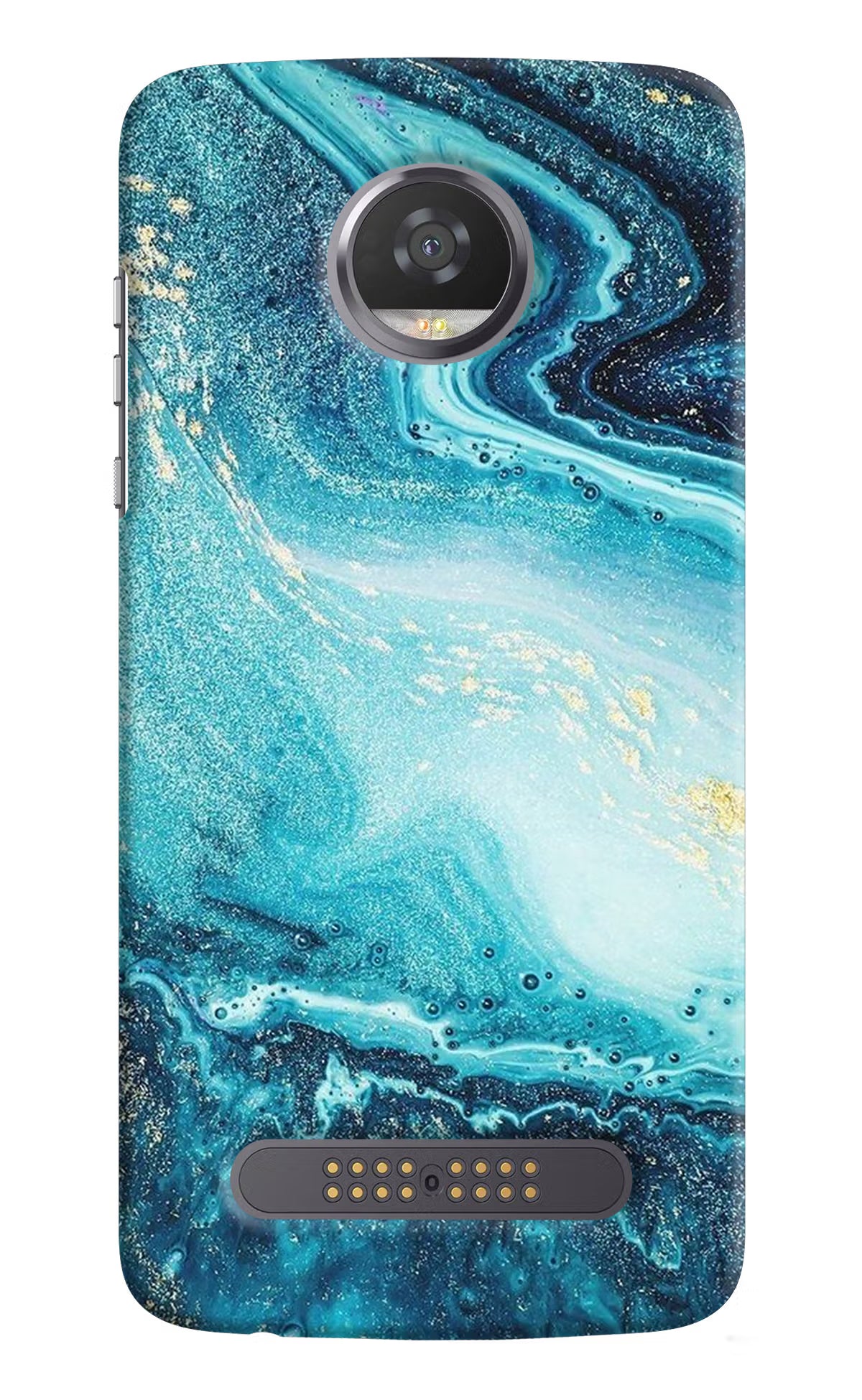 Blue Glitter Marble Moto Z2 Play Hard Case Back Cover by Casekaro