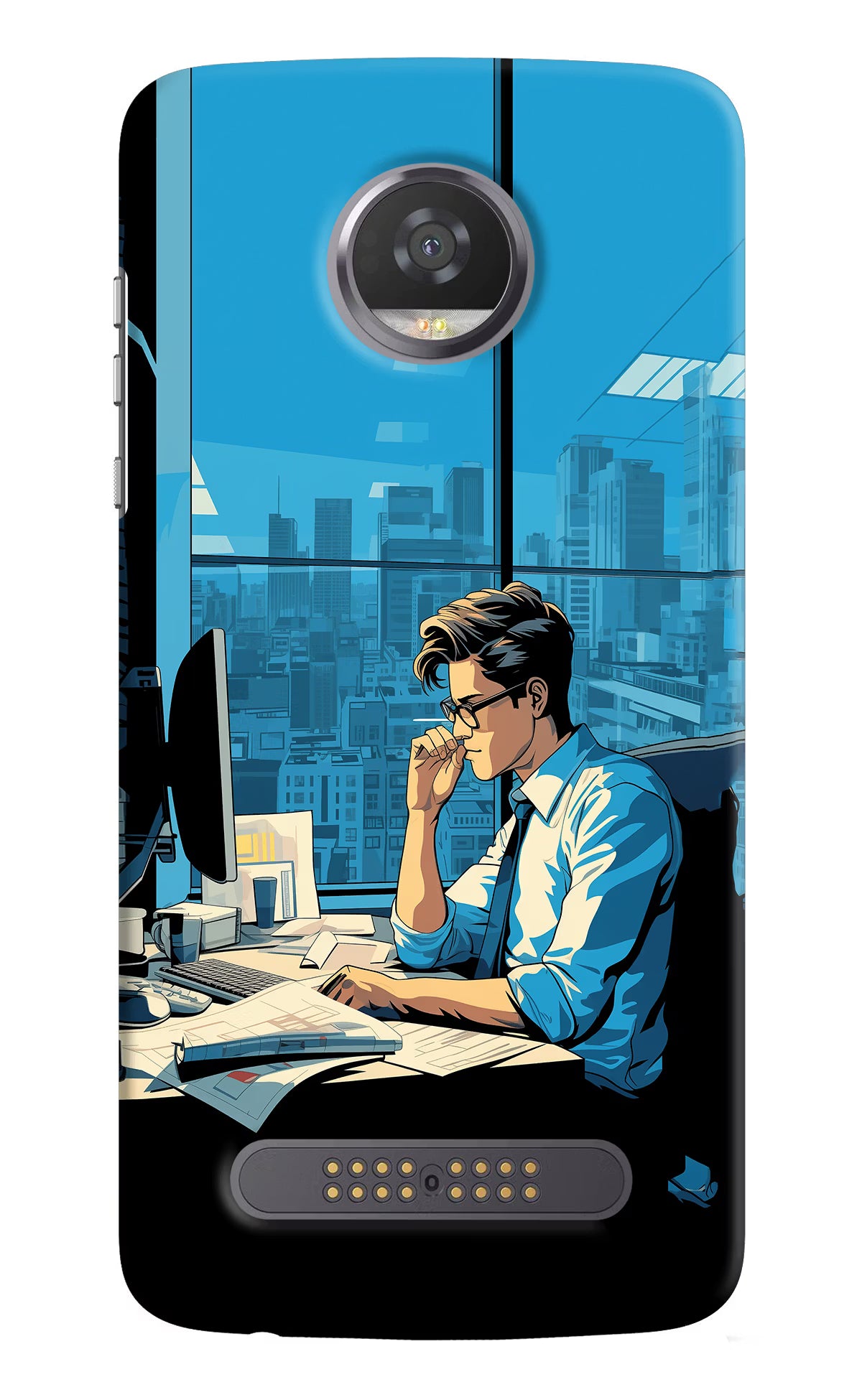 Focused Hustler (AI Generated) Moto Z2 Play Hard Case Back Cover by Casekaro