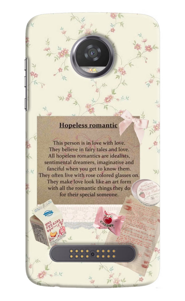Hopeless Romantic Moto Z2 Play Hard Case Back Cover by Casekaro