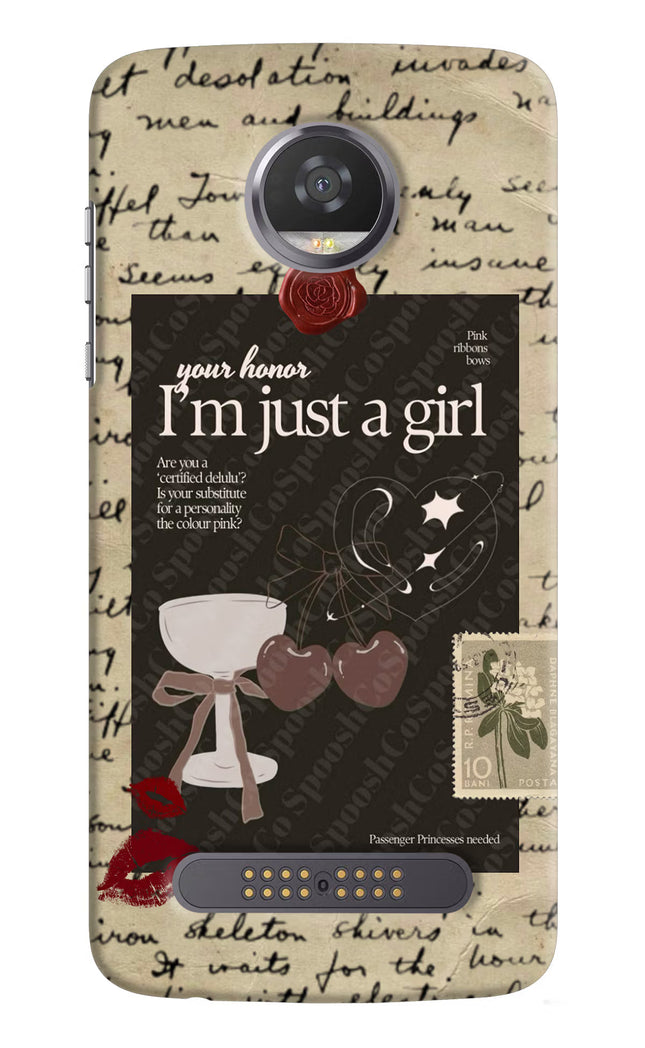 I am just a girl Moto Z2 Play Hard Case Back Cover by Casekaro