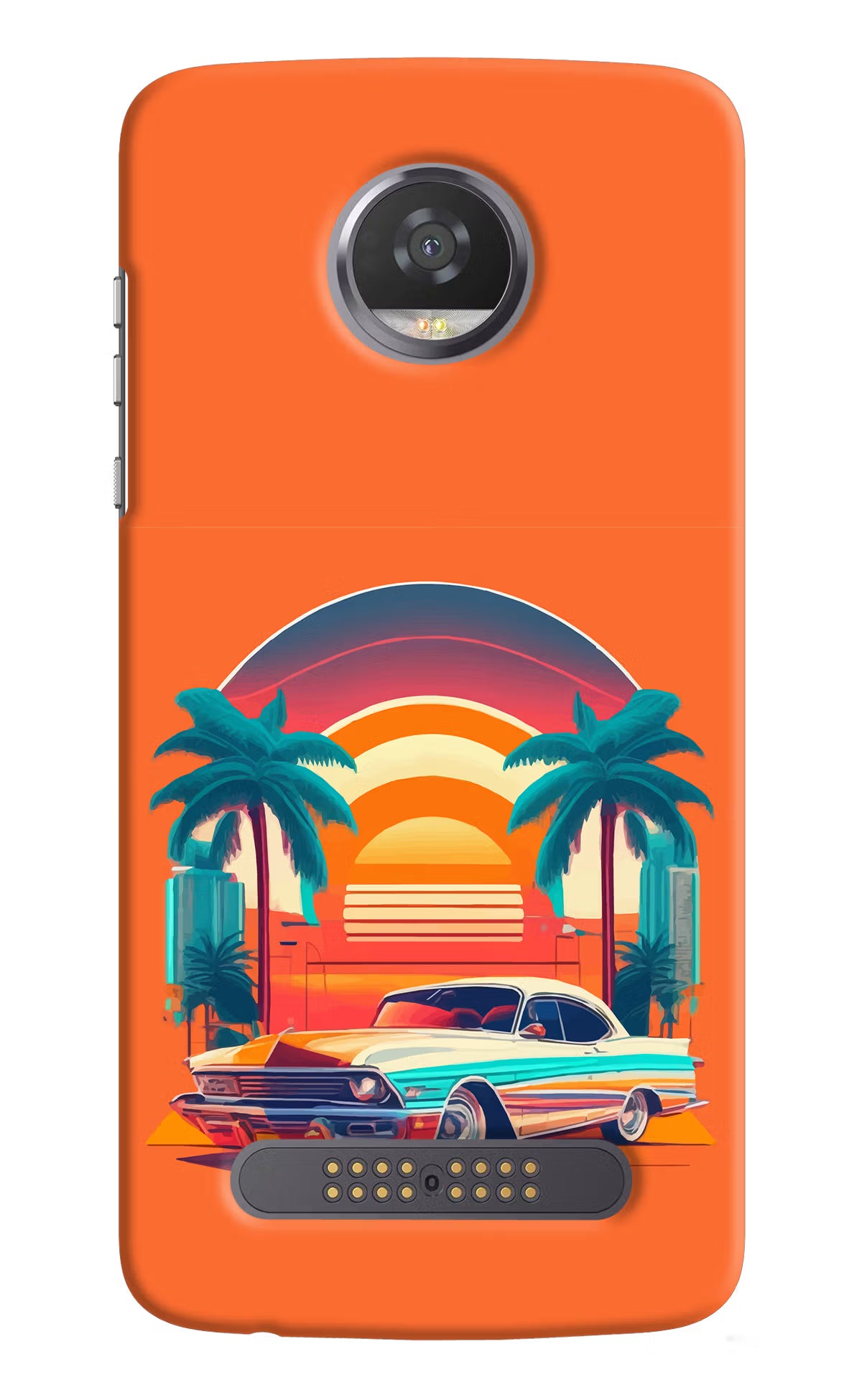 Palm Drive 80s Moto Z2 Play Hard Case Back Cover by Casekaro