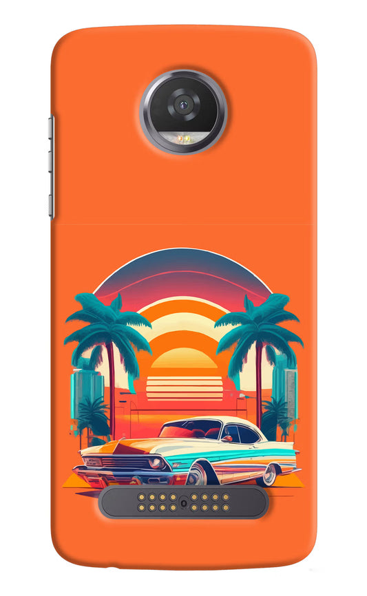 Palm Drive 80s Moto Z2 Play Hard Case Back Cover by Casekaro
