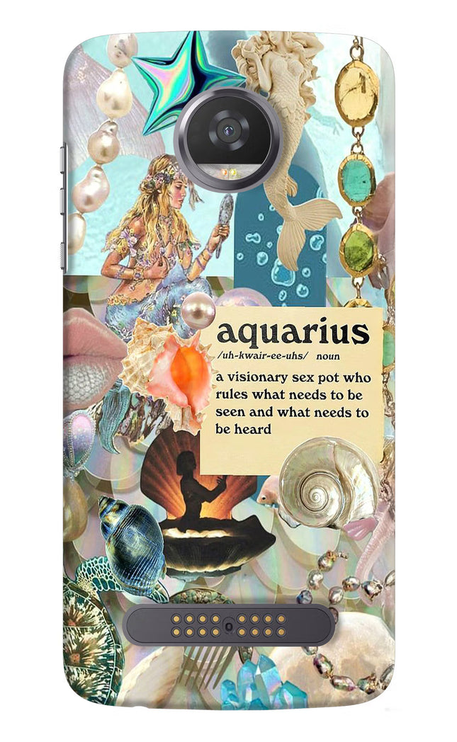 Aquarius Zodiac Moto Z2 Play Hard Case Back Cover by Casekaro
