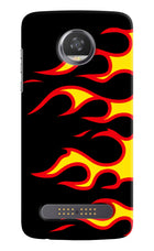 Side Sweep Flames Moto Z2 Play Hard Case Back Cover by Casekaro