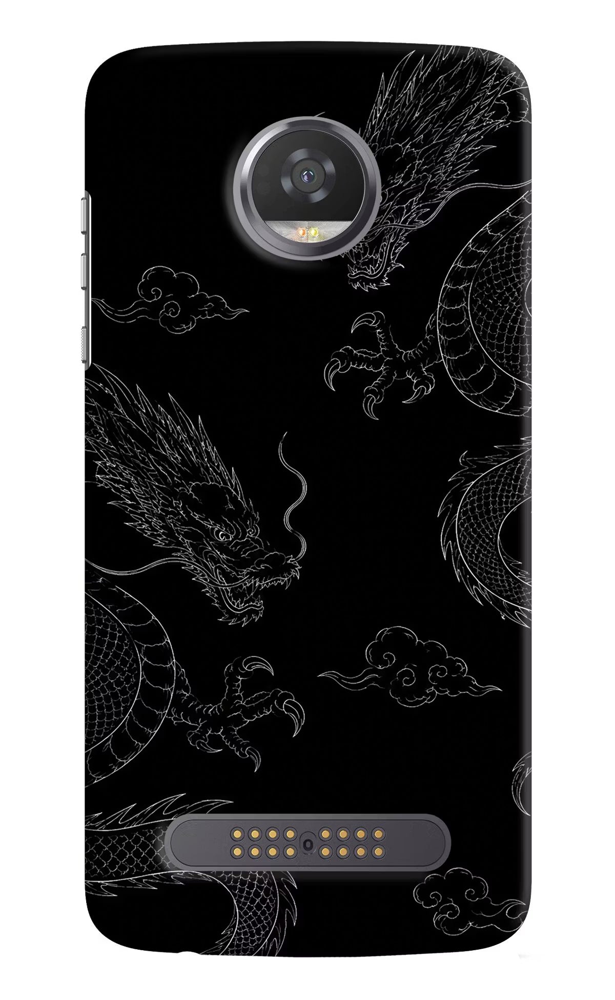 Twin Dragons Moto Z2 Play Hard Case Back Cover by Casekaro