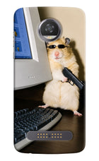 Hacker Hamster Moto Z2 Play Hard Case Back Cover by Casekaro
