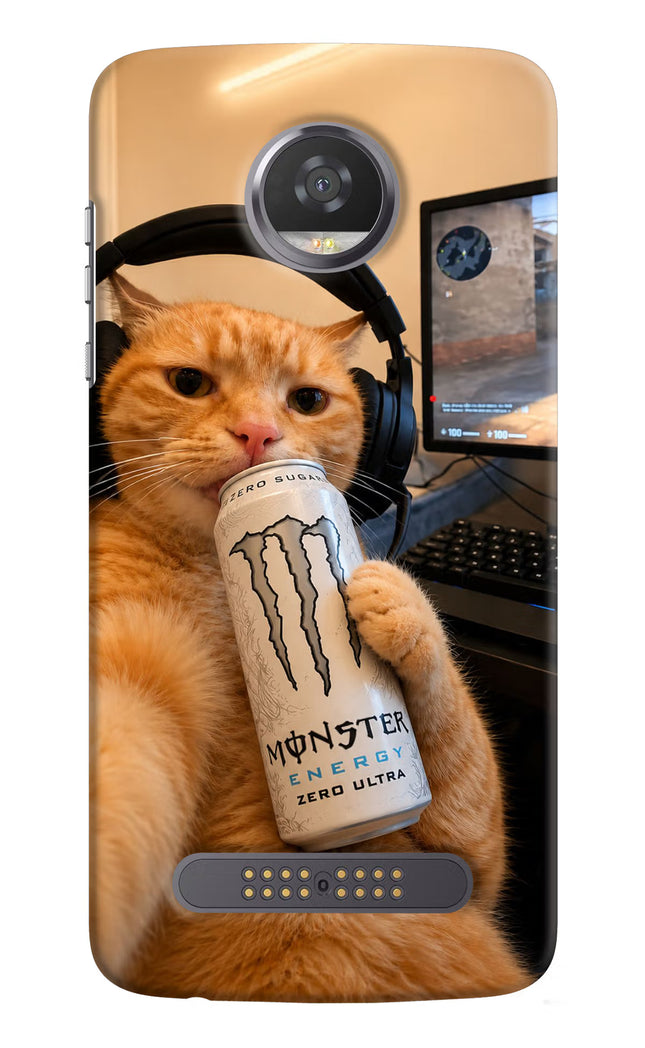 Gamer Cat Energy Moto Z2 Play Hard Case Back Cover by Casekaro