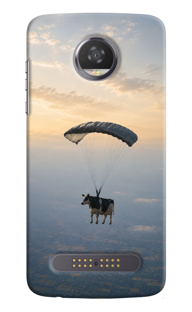 Skydiving Cow Moto Z2 Play Hard Case Back Cover by Casekaro