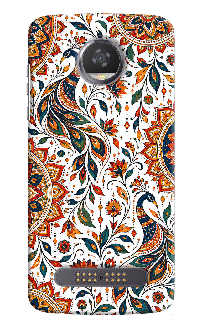 White Mayura Moto Z2 Play Hard Case Back Cover by Casekaro