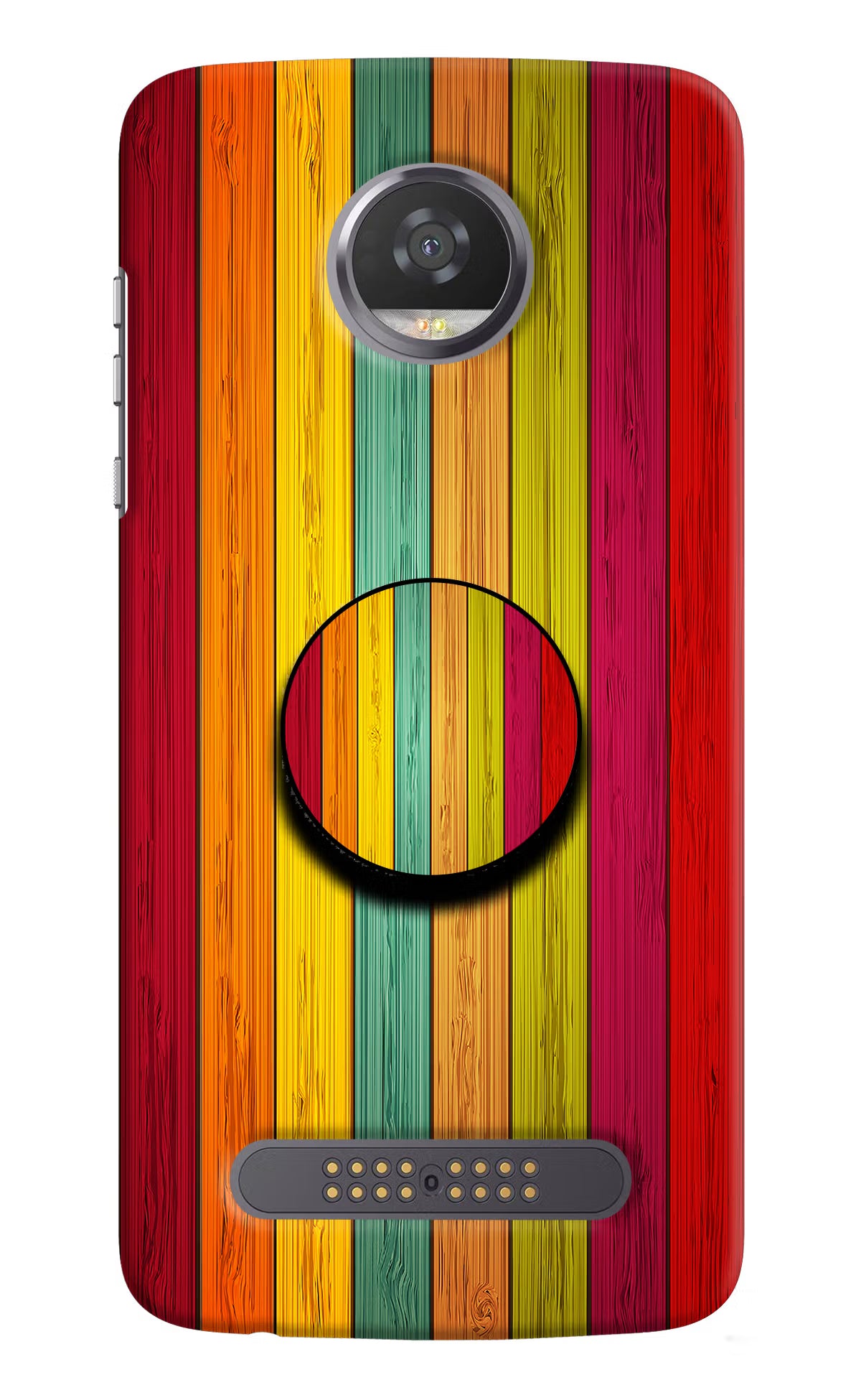 Multicolor Wooden Moto Z2 Play Pop Case by Casekaro