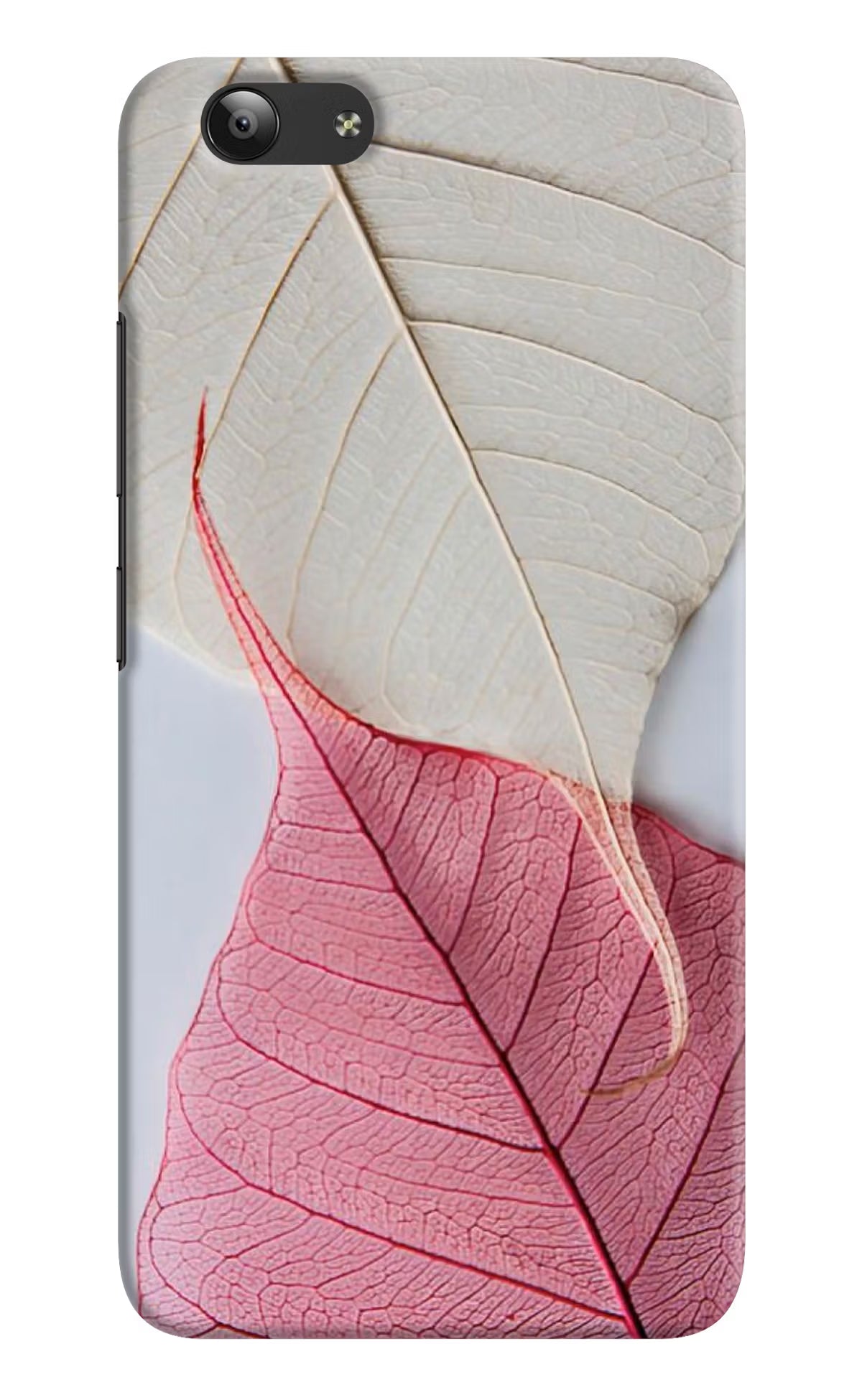 White Pink Leaf Vivo Y53 Hard Case Back Cover by Casekaro