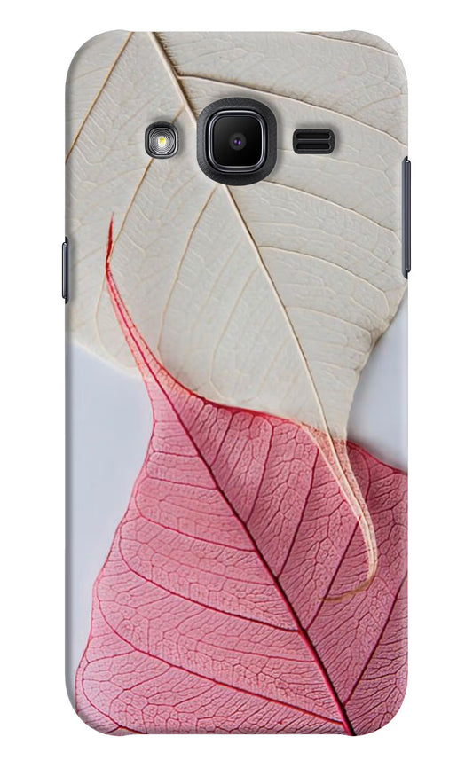 White Pink Leaf Samsung J2 2017 Hard Case Back Cover by Casekaro