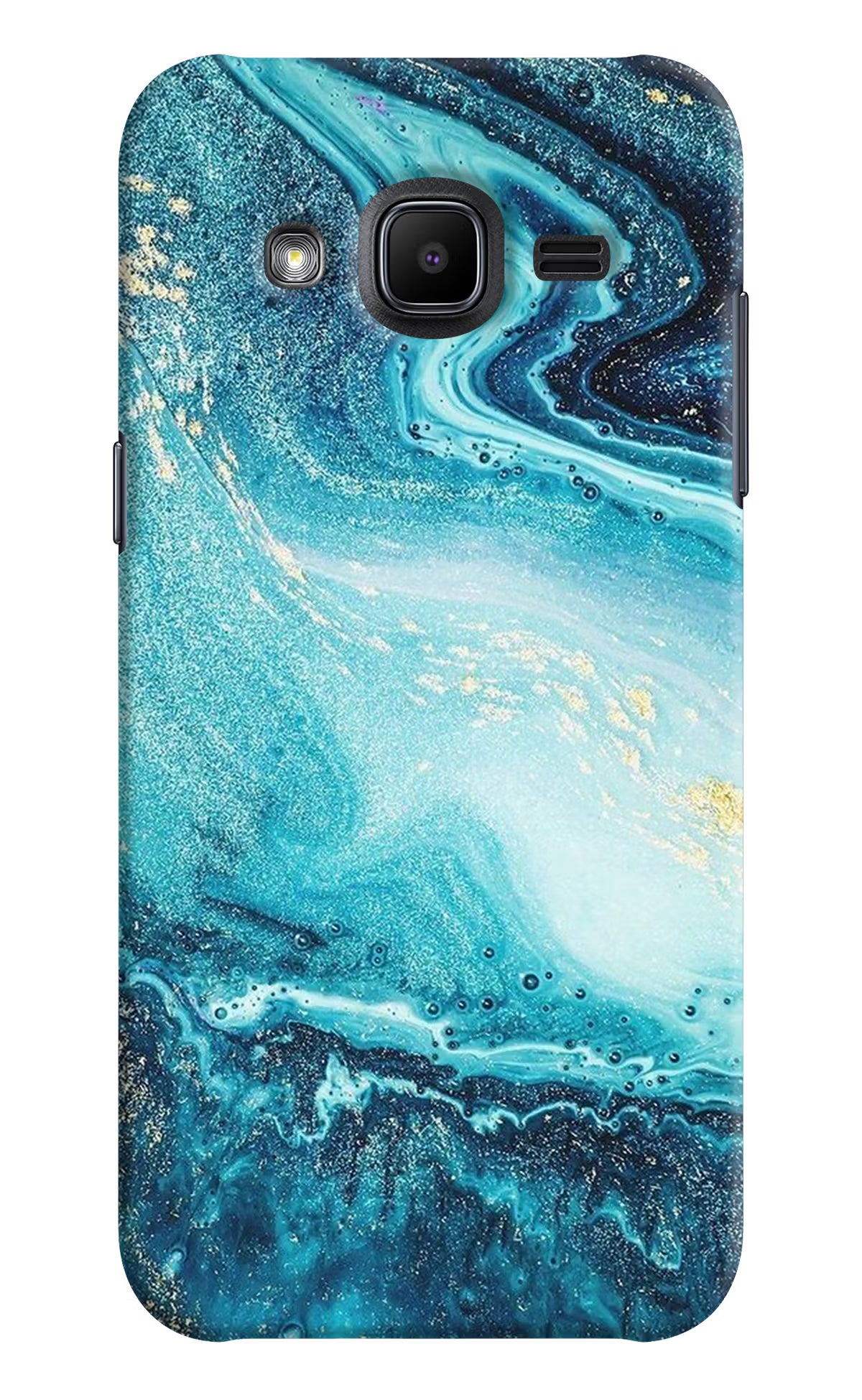 Blue Glitter Marble Samsung J2 2017 Hard Case Back Cover by Casekaro