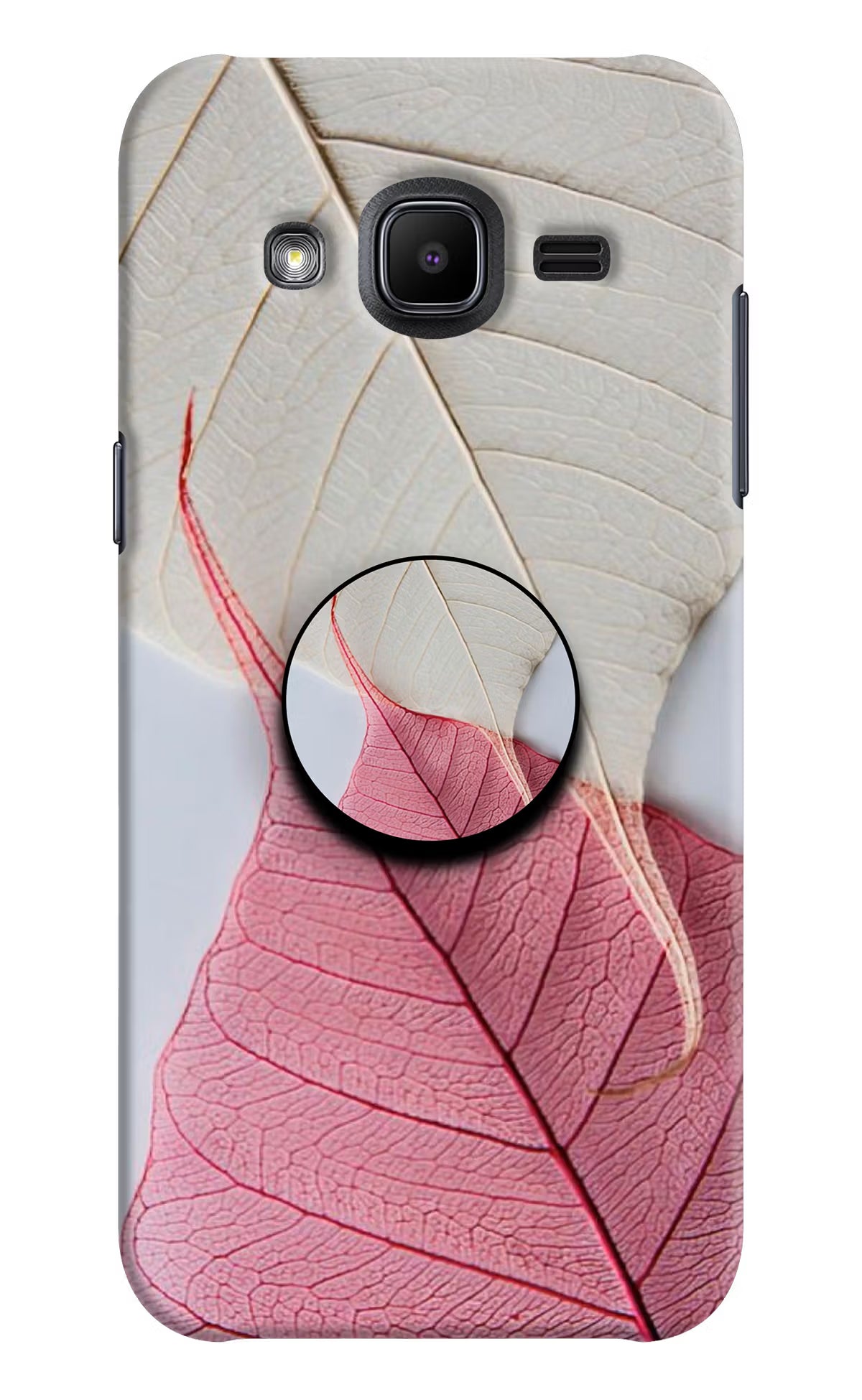 White Pink Leaf Samsung J2 2017 Pop Case by Casekaro