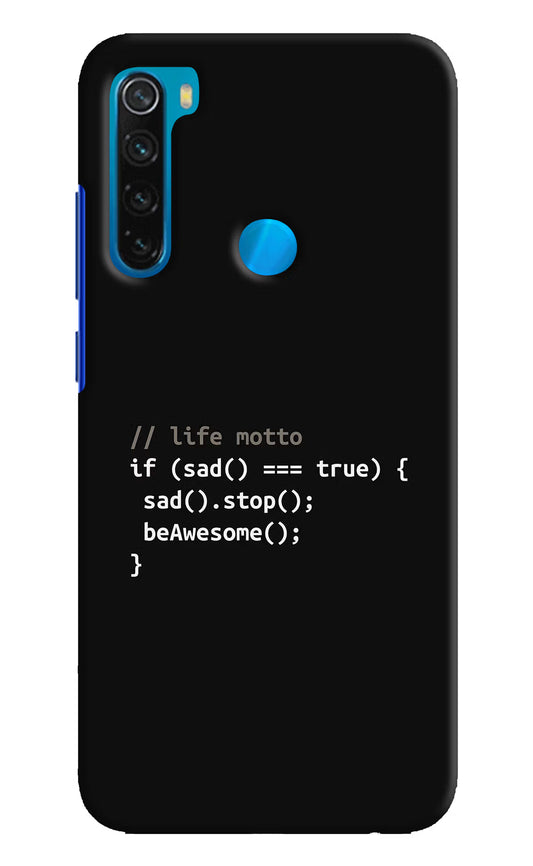 Life Motto Code Redmi Note 8 Hard Case Back Cover by Casekaro
