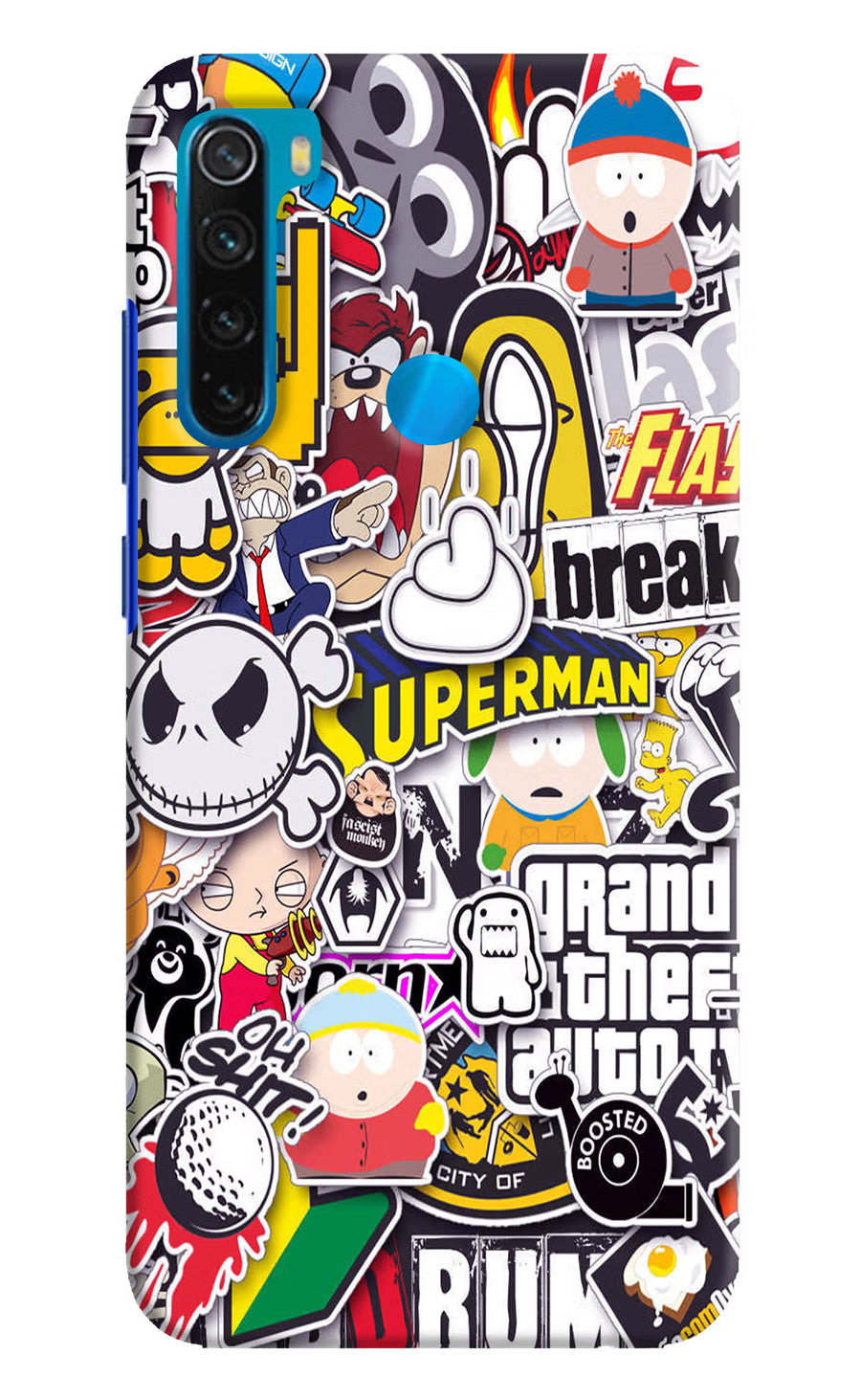 Sticker Bomb Redmi Note 8 Back Cover, Hard case