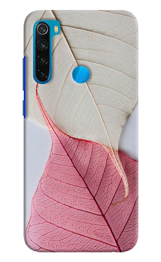 White Pink Leaf Redmi Note 8 Hard Case Back Cover by Casekaro