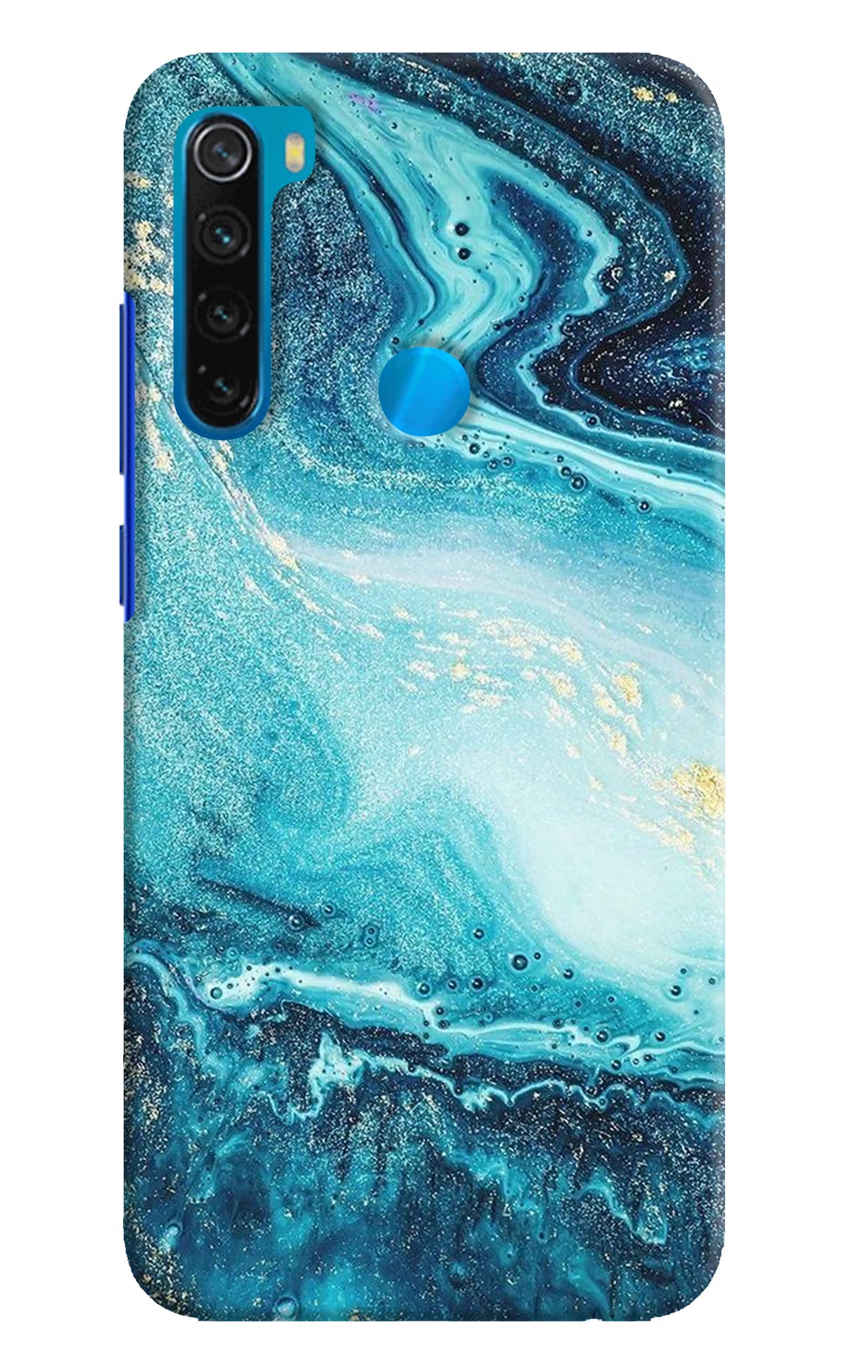 Blue Glitter Marble Redmi Note 8 Hard Case Back Cover by Casekaro