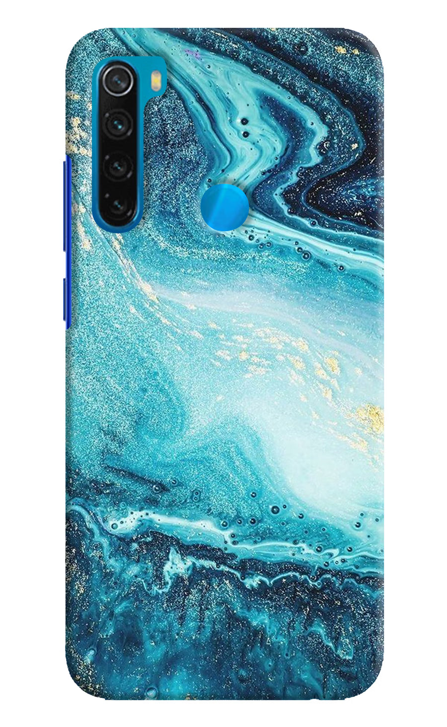 Blue Glitter Marble Redmi Note 8 Back Cover, Hard case