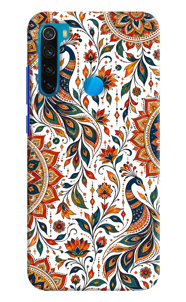 White Mayura Redmi Note 8 Hard Case Back Cover by Casekaro