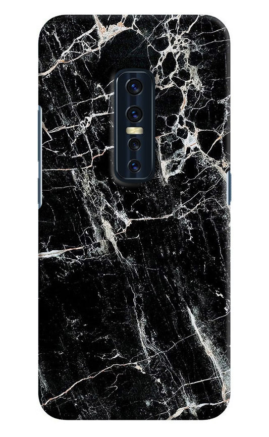 Black Marble Texture Vivo V17 Pro Hard Case Back Cover by Casekaro