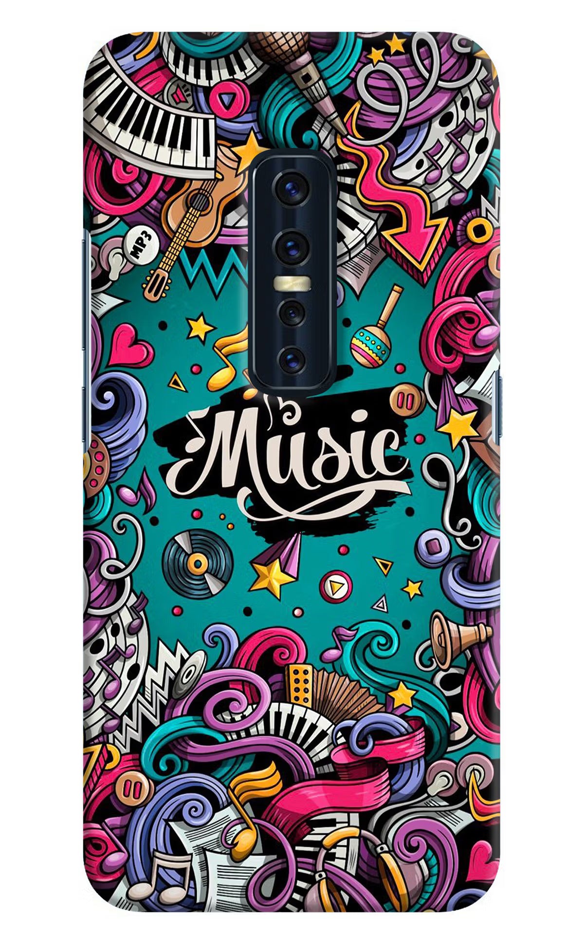 Music Graffiti Vivo V17 Pro Hard Case Back Cover by Casekaro