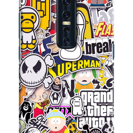 Sticker Bomb Vivo V17 Pro Hard Case Back Cover by Casekaro