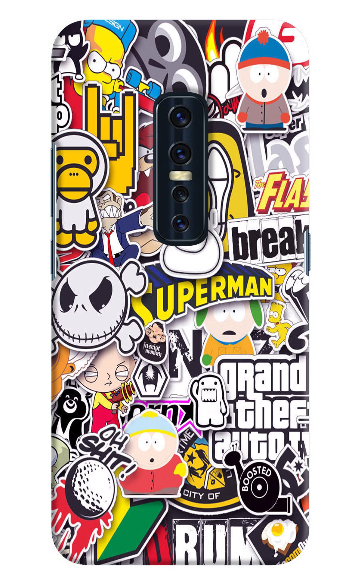 Sticker Bomb Vivo V17 Pro Hard Case Back Cover by Casekaro