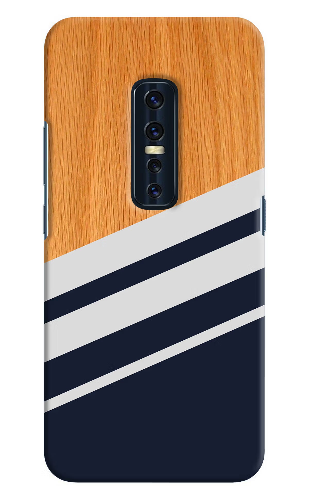 Blue and white wooden Vivo V17 Pro Hard Case Back Cover by Casekaro